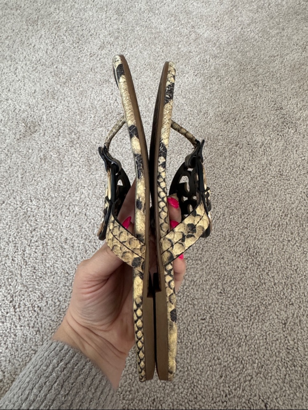 Tory Burch Miller Sandals - Snakeskin with Gold Logo - Picture 2 of 5